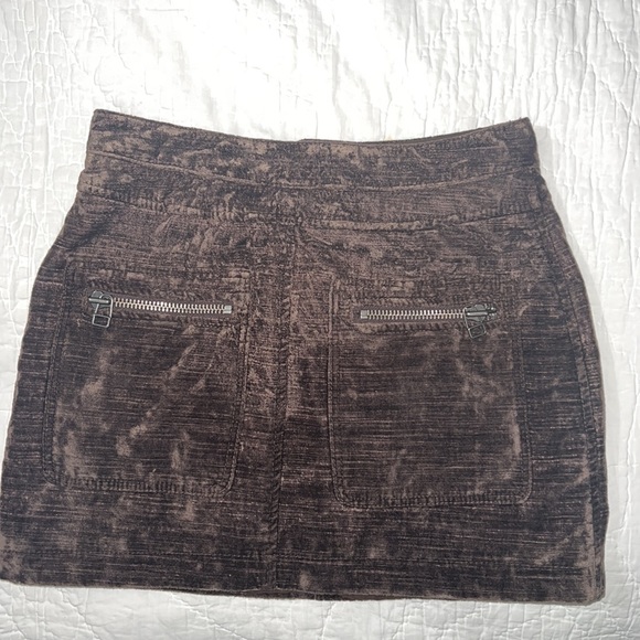 FREE PEOPLE CHOCOLATE BROWN velvet skirt - Picture 2 of 8